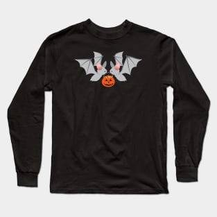 Halloween bats with pumpkin candy buckets Long Sleeve T-Shirt